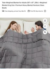 Teler Weighted Blanket Adult-80" X 87"-20 LB.-King-Dark Grey-NEW IN ORIG PKG