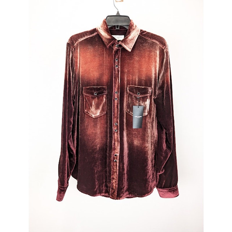 Camicia Saint Laurent Paris in velluto bordeaux nuova con etichetta S