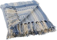 Braided Striped Decorative Throw Blanket, 50X60, Stonewash Blue