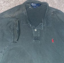 Polo Ralph Lauren Shirt Men's XL Green Short Sleeve Red Pony Cotton Preppy