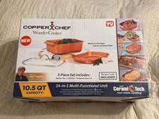 Copper Chef ~ Wonder Cooker ~ 14 In 1 Multi-Use ~ 12.5 QT ~ NOS 3 Piece Set