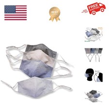 Cotton Reusable Face Masks w/Adjustable Ear Loops  Filter Pocket