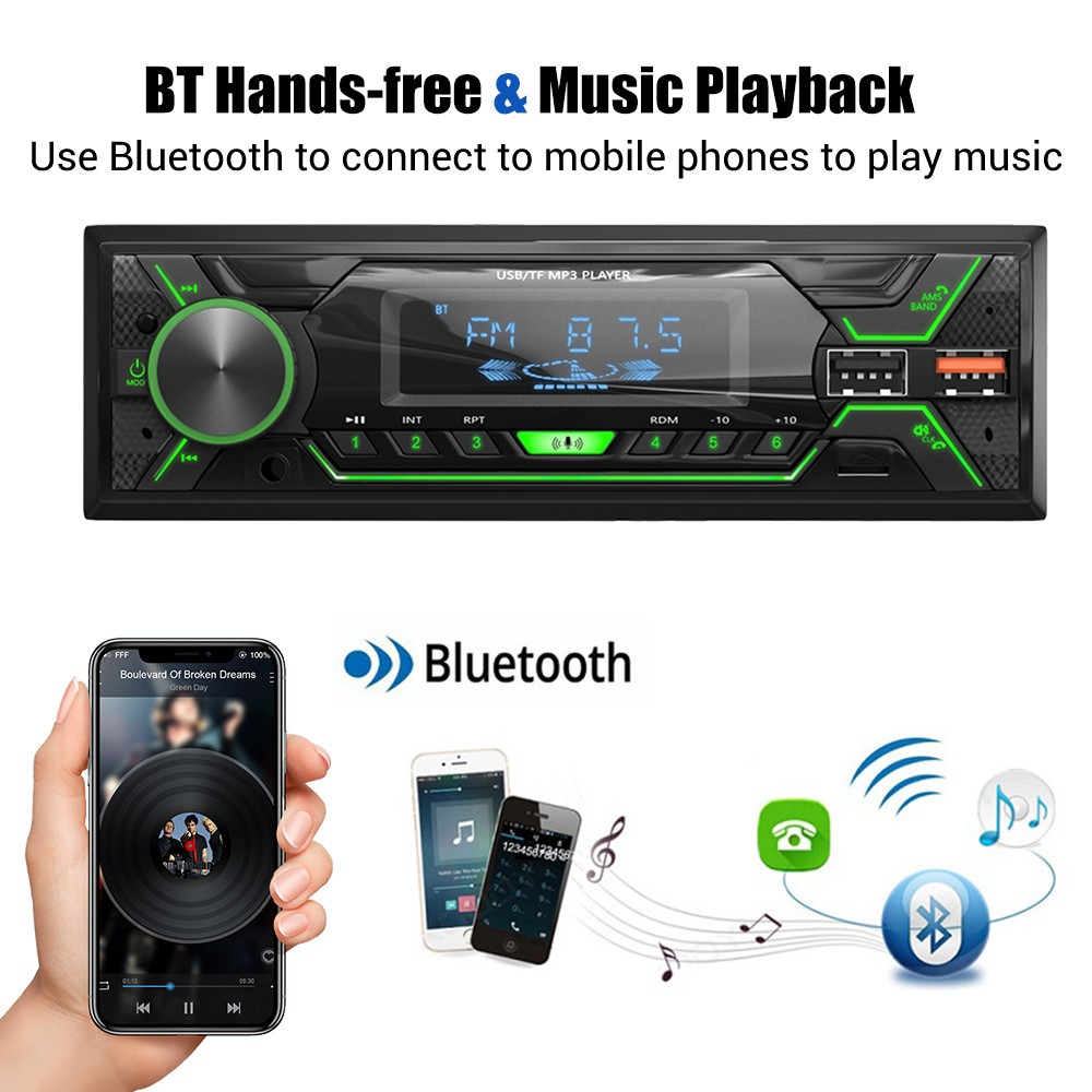 Single 1 Din Car Stereo Radio Bluetooth In-dash Head Unit FM/USB/AUX Player