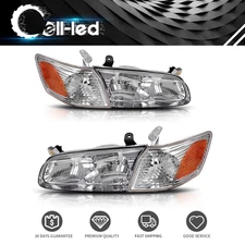 Front Chrome Headlights + Corner Light For 2000-2001 Toyota Camry Headlamps Set