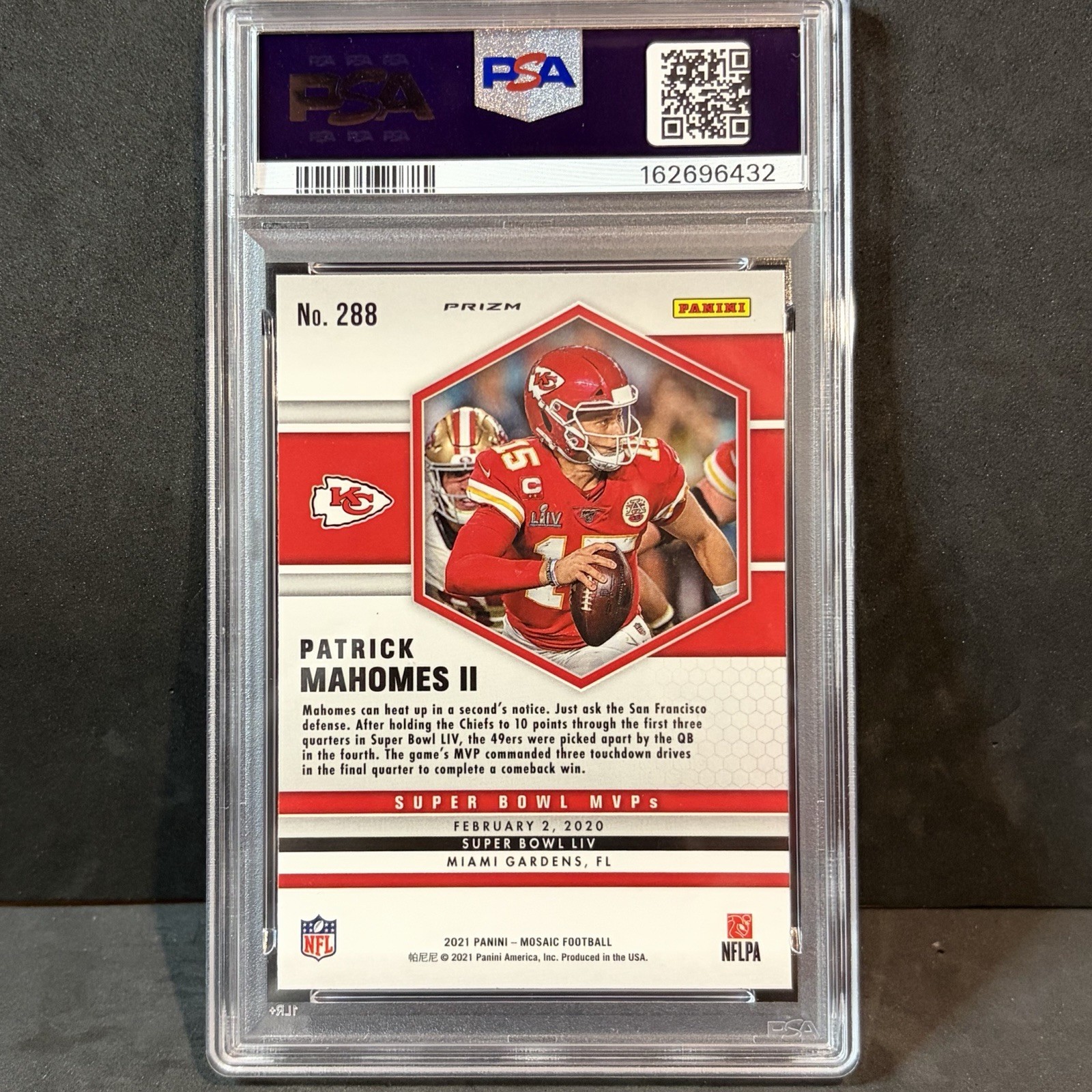 2021 Panini Mosaic #288 PATRICK MAHOMES II PSA 10 GEM MINT 💎 Reactive Blue MVP view 2