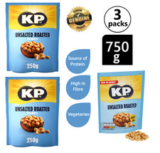 3x KP Roasted Peanuts Unsalted Source of Protein Fibre Vegetarian Snacks 250g