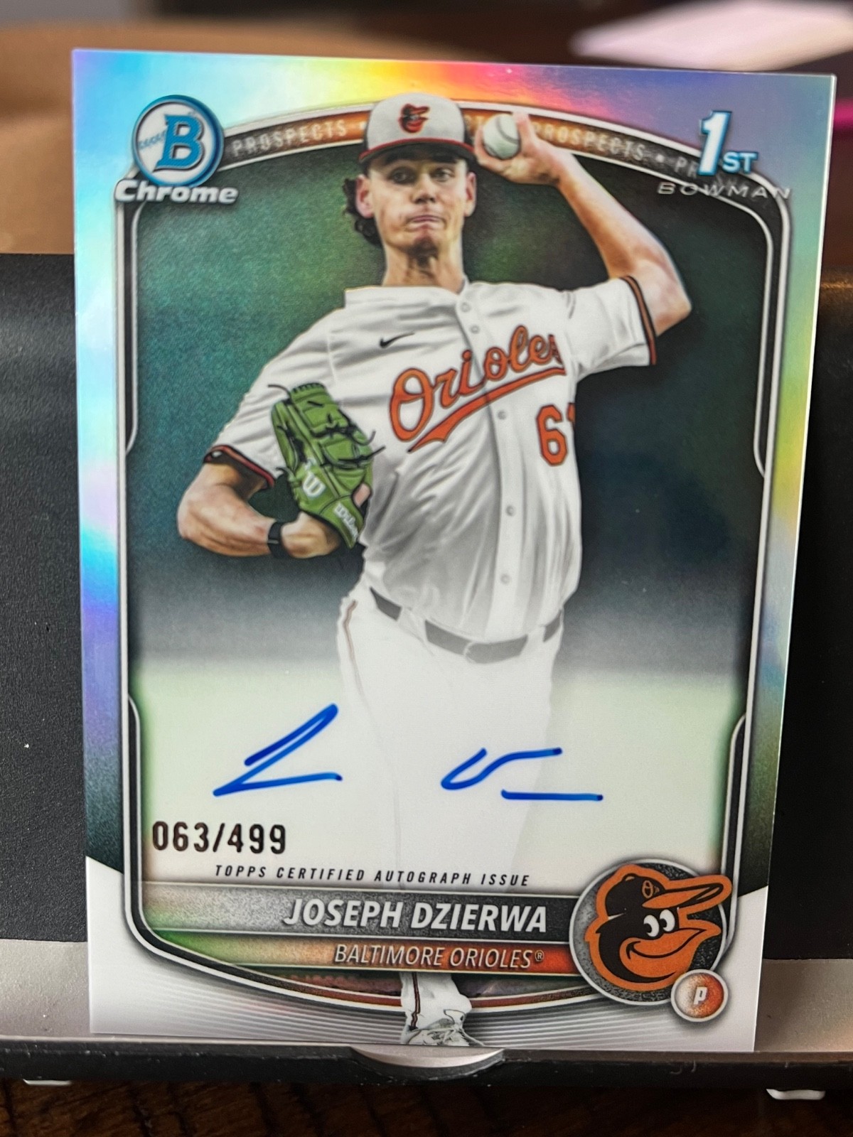 Joseph Dzierwa 2025 Bowman Draft Chrome Auto Refractor 63/499 Baltimore Orioles