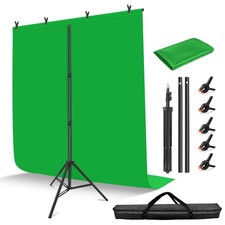 7x5 ft HxW Green Screen Stand Kit, 6.5x5 ft Green Screen Backdrop with Stand...