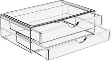 Large Stackable Acrylic Drawers - 2 Clear Storage Drawers for Organizing Make