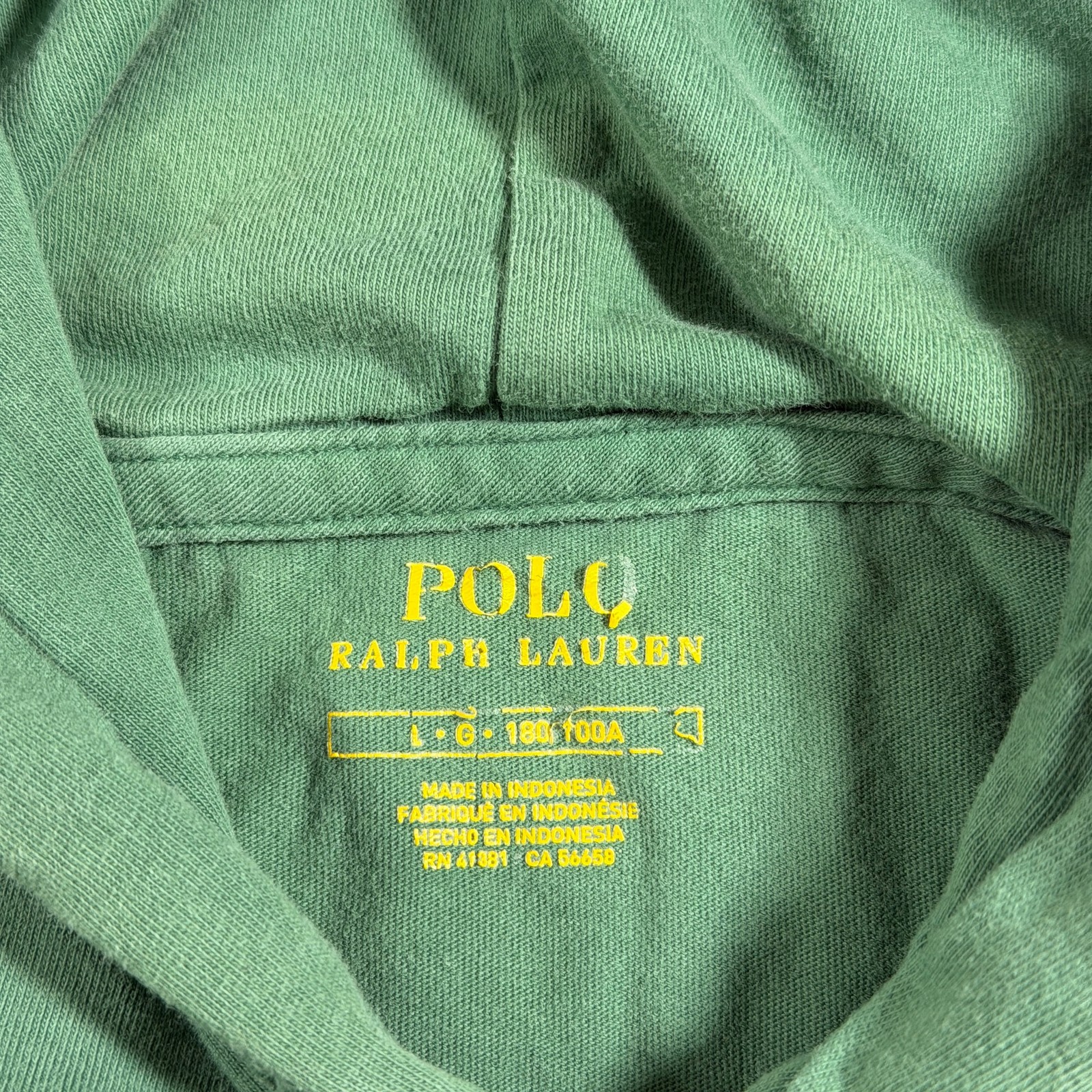 Polo Ralph Lauren Long Sleeve Hooded Shirt Mens L Green Cotton Relaxed Casual thumbnail 3