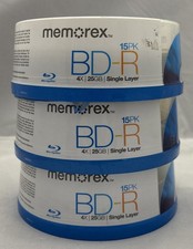 Memorex BD R 25GB 4X Blu ray Recordable Disc - 3 Packs Of 15 Discs