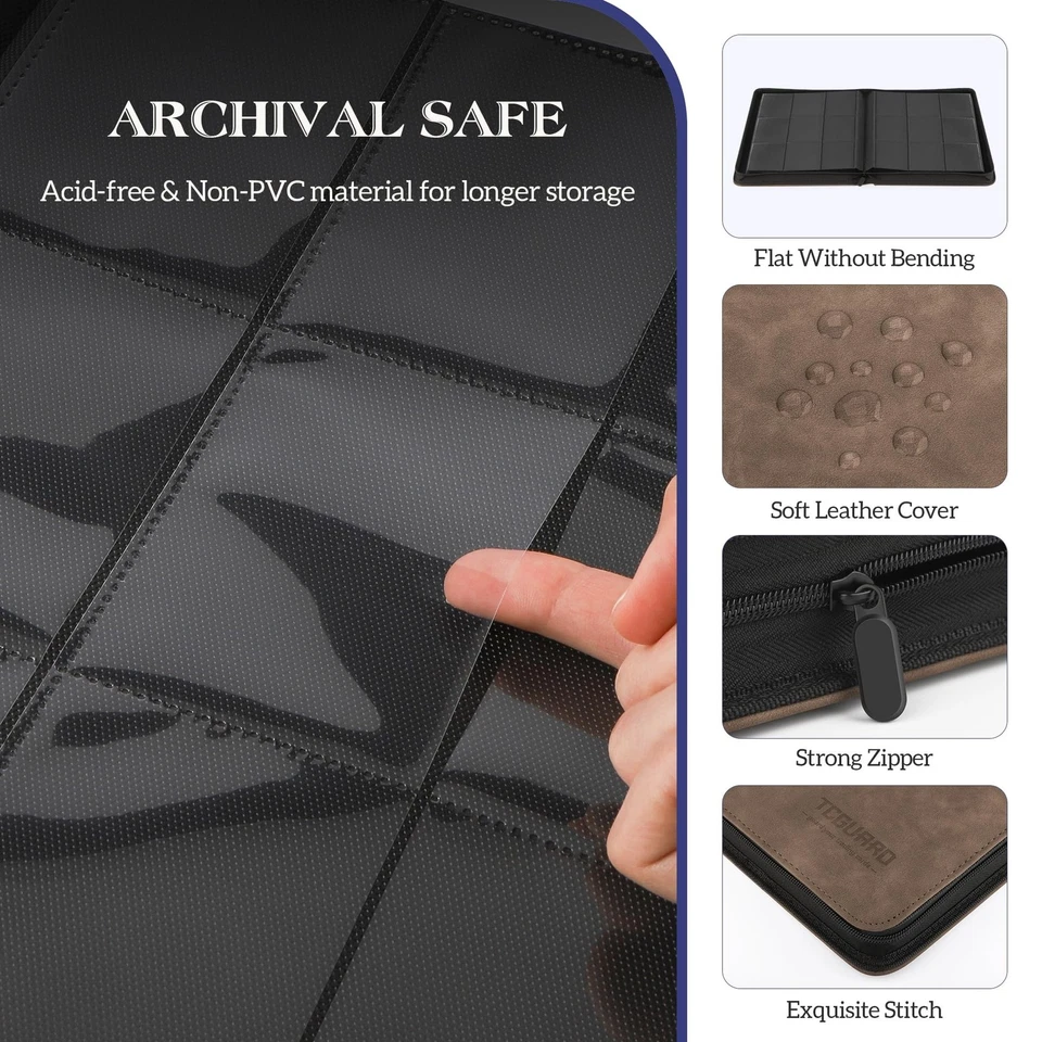 Carpeta de tarjetas coleccionables, álbum de tarjetas de bolsillo de carga lateral con capacidad para 540, cremallera... Foto 3 de 4