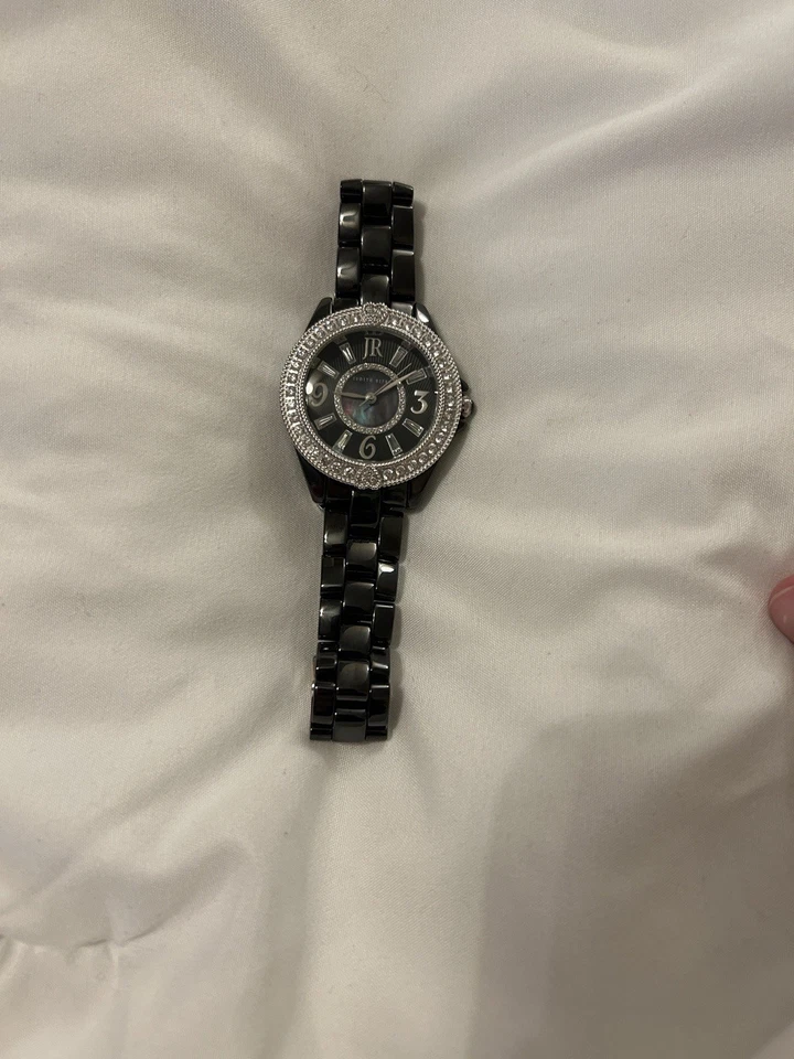 Judith Ripka Black Ceramic band & Stainless Steel Diamonique Watch Hearts MOP - Image 2 of 4