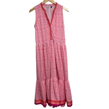 Cabana Life Dress Medium Maxi Pink White Stretchy Sleeveless Resort Beach Pool