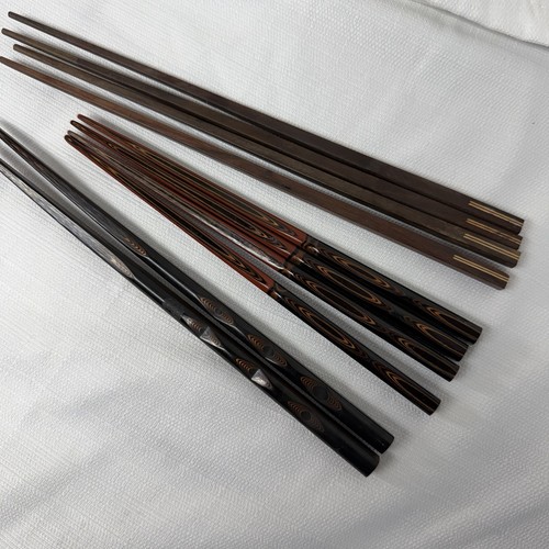 Wood Chopsticks Various Color Designs 5 Sets USED