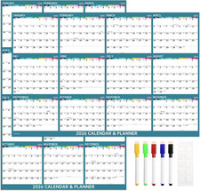 48" X 32" 2026 Dry Erase Calendar for Wall - 2026 Wall Calendar Dry Erase, 2026