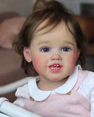 Assembled 28'' Cute Baby Reborn Girl Doll Toddler Hand-Rooted Soft Hair Kids Gift