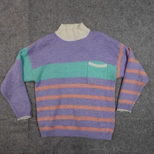 Vintage Gitano Sweater Womens 18W 90s Knit 90s Pastel Metallic Artsy Mock Neck