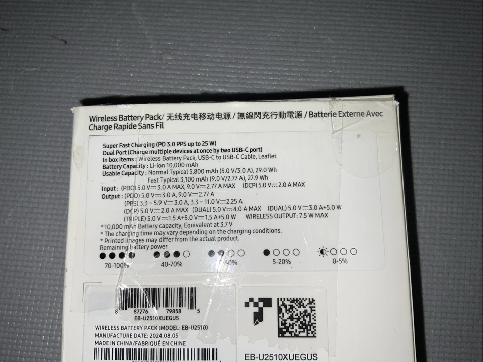 Batería inalámbrica Samsung 25W carga súper rápida 10.000 mAh 2 puertos alimentación PD Foto 2 de 3