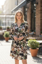 Alexia Admor V Neck Floral Mini Dress Sz 4 Long Sleeve Belted