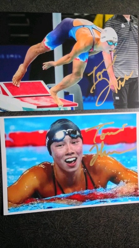 TORRI HUSKE  2 Authentic Hand Signed Autograph 4X6 PHOTO S - GOLD MEDAL SWIMMER