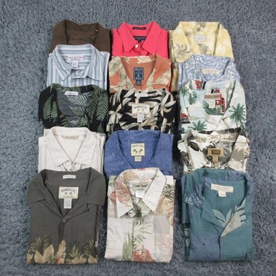 Mixed Brands Hawaiian Shirt Lot Mens Large 15 Pack Aloha Tropical Button Front