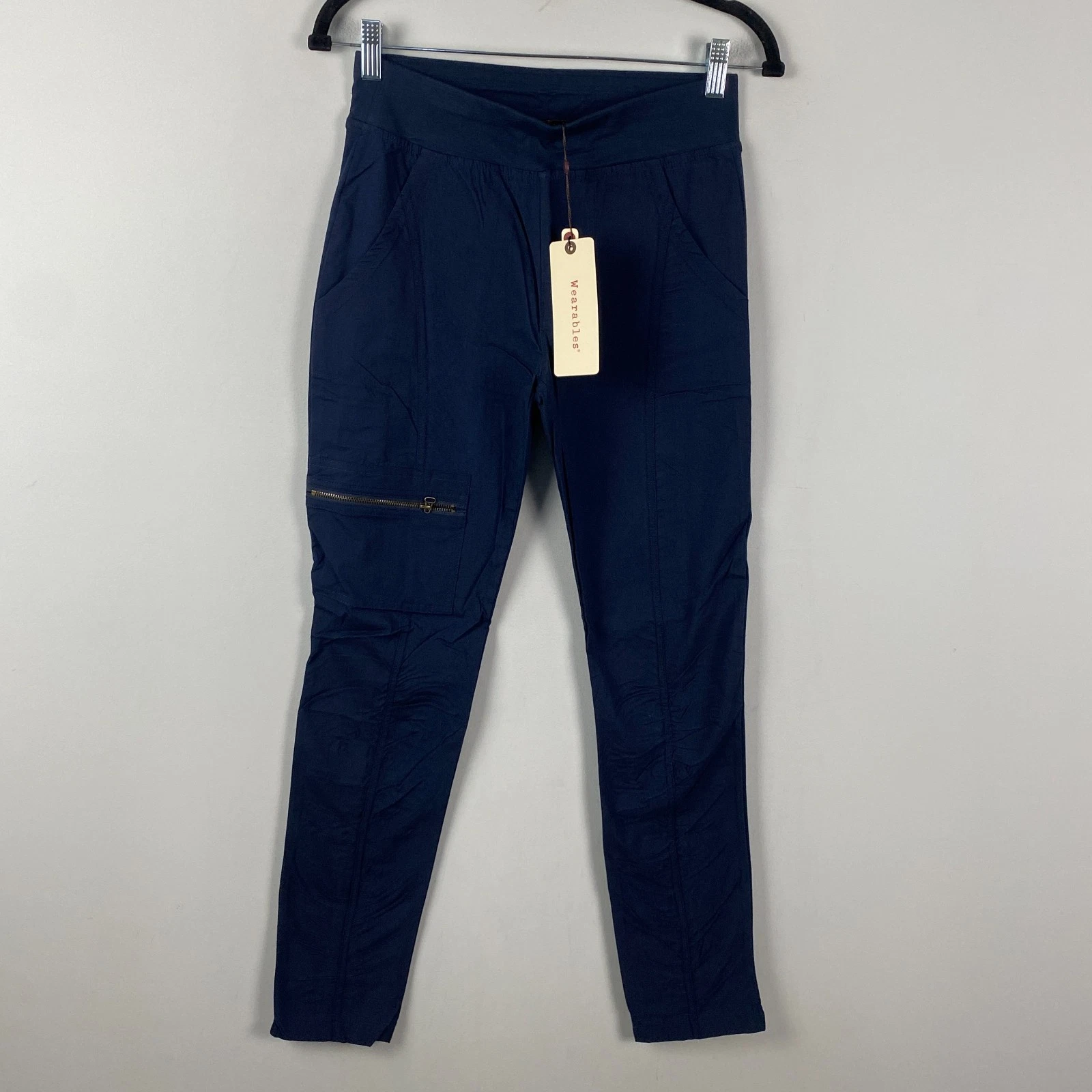 XCVI Wearables Malanda Pull On Pants Size XS Navy Blue Pockets Mid Rise