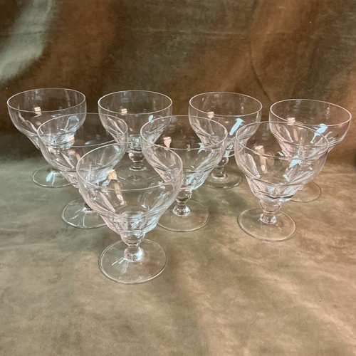 1950s Stuart crystal glass England Dorsett cut pattern low sherbet Lot Of 8 Pcs - Picture 1 of 5
