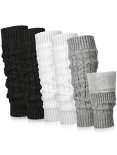 3 Pairs Winter Fleece Lined Leg Warmer for Women Skating Leg Warmer Long Boot...
