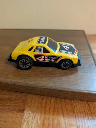 Vintage Tonka Metal #4 Yellow Race Car Clutch Popper Chevrolet Monza 5" HTF