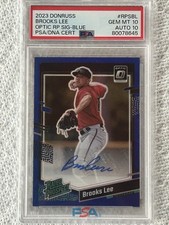 2023 Donruss Optic Brooks Lee Rated Prospect Blue Signature Auto /75 PSA 10