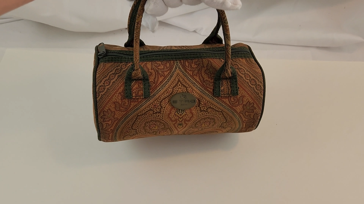 Authentic ETRO Paisley Mini Boston Hand Bag Speedy Small Nylon 