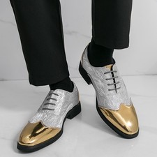 Chic Men's Busienss Formal Pointed Toe Shoes Lace Up Brogue Clubwear Party Shoes