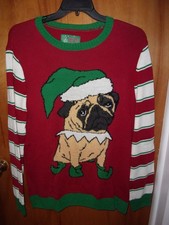 UGLY CHRISTMAS SWEATER PUG DOG UNISEX SIZE MEN XL WOMEN 1X