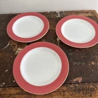 3 pc PYREX FLAMINGO PINK DINNERWARE DINNER PLATEs VINTAGE retro 10" diameter 50s