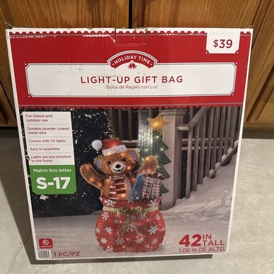 Holiday Time Light Up Gift Bag  42 In Tall  S-17 Just The Gift Bag!