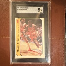 Fleer 1986-87 Sticker Michael Jordan #8 SGC 5 Chicago Bulls Basketball
