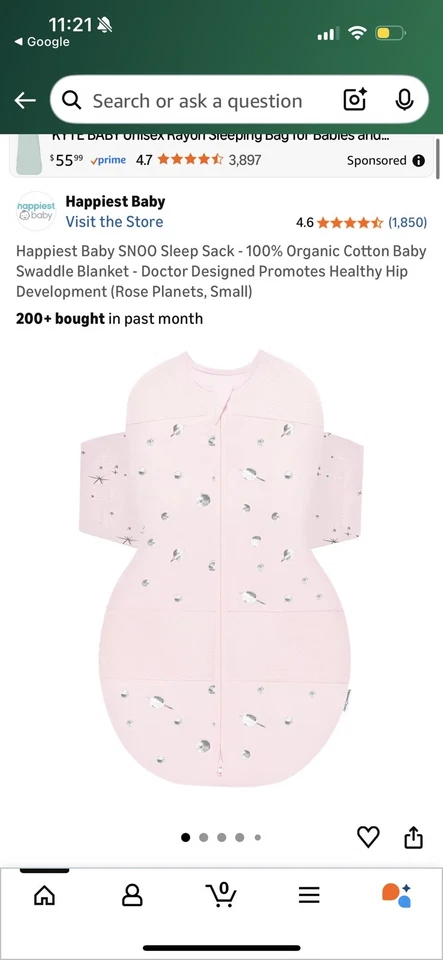 Lot of 6 Snoo Happiest Baby Sleep Sacks (Small, Medium, Large) and Fitted Sheet - Image 3 of 4