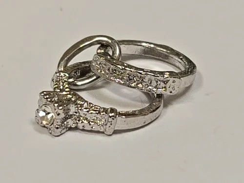 Sterling Silver ~ Engagement & Wedding Ring Charm ~ RARE "Hammered" ~ VINTAGE