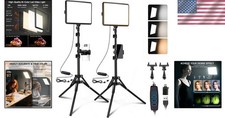 2-Pack LED Video Light Kit Dimmable Studio Lighting with Tripod and Phone Holder
