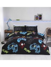 Gaming Neon Design Single Quilt Bettbezug Bettwäsche Set Bügelfrei Mikrofaser