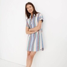Madewell Central Shirtdress Flagstaff Stripe Linen Blend Sz XXS Multicolor