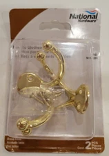 National Hardware N199-224 Brass Die Cast Double Clothes Hook 1.73 Hx2.88 L in.