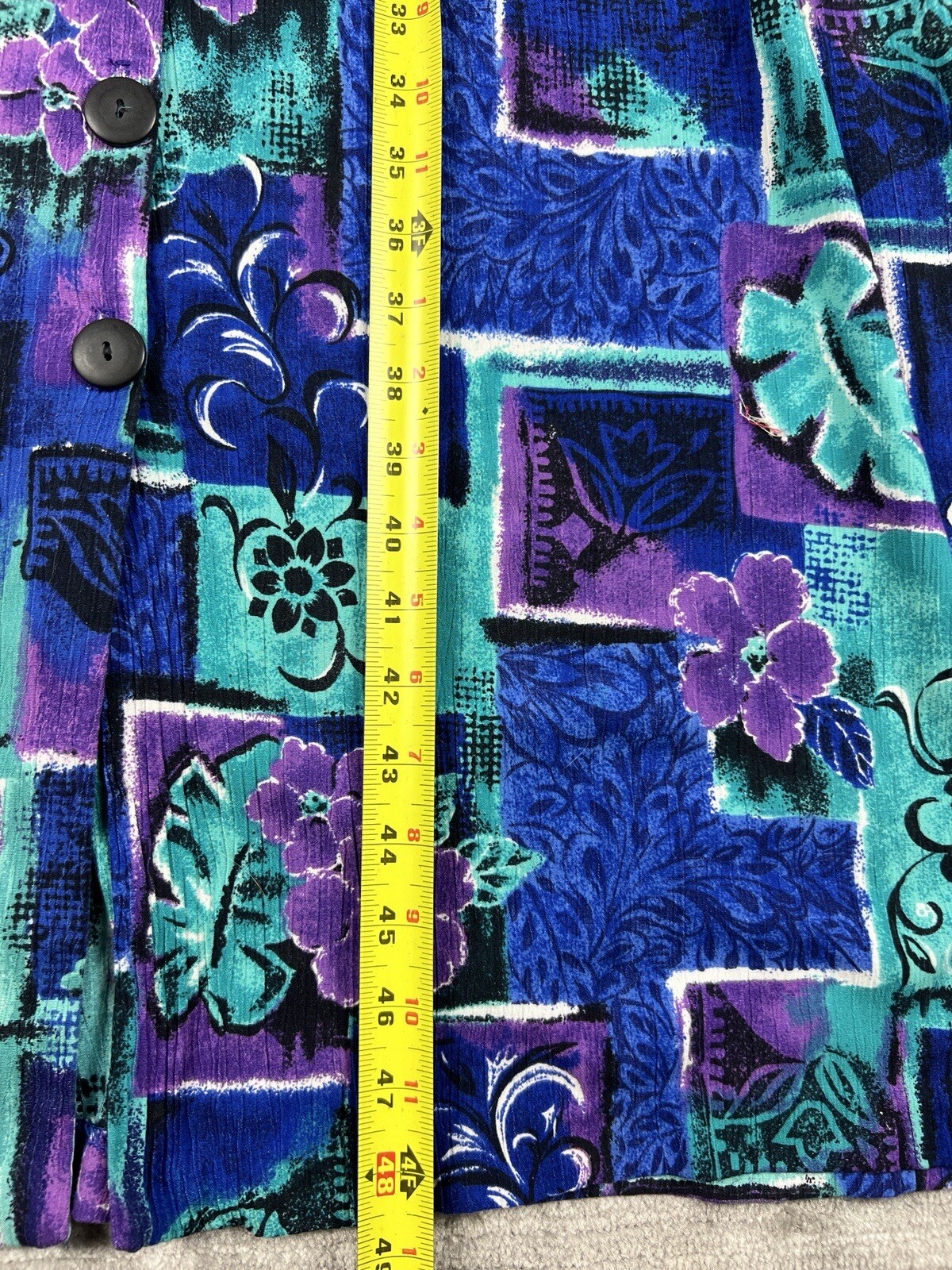 Carolina Colours Dress Womens 16 Blue Button Up MAXI Made in USA