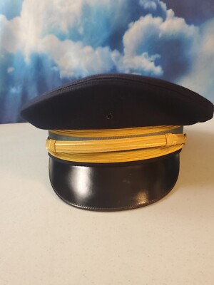 Vintage BANCROFT Blue Uniform Military Cap Hat Dress Visor 7-1/8
