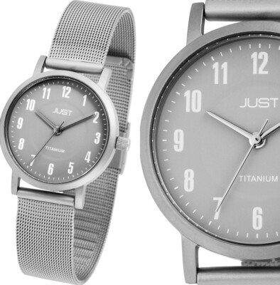 Titan Damenuhr Armbanduhr Silber Grau Edelstahl Meshband Milanaise