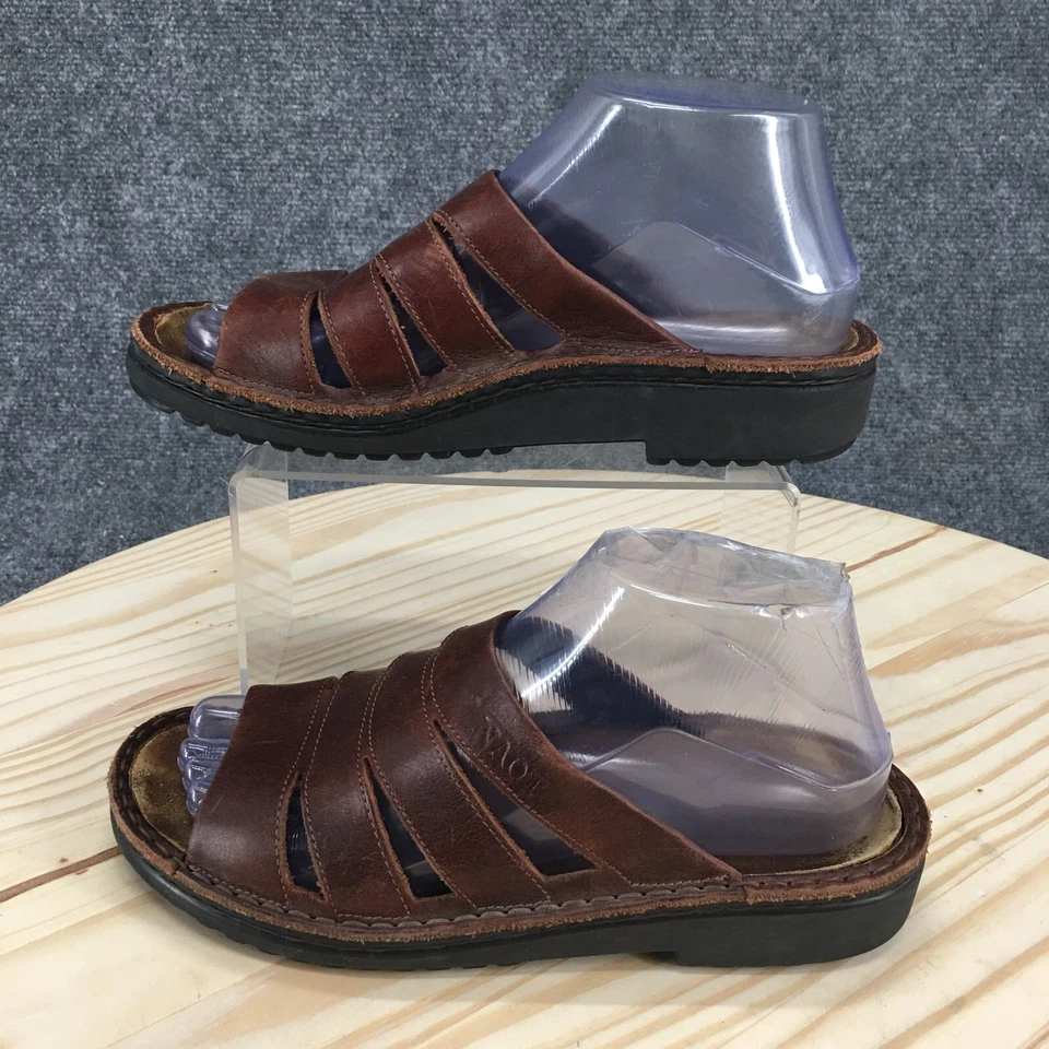 NAOT Sandalias Mujer 37 Informales Cómodas Puntera Abierta Deslizables Cuero Marrón Foto 2 de 4