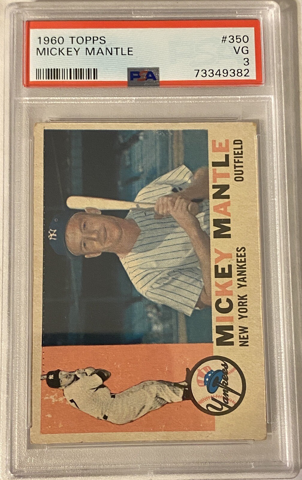 MICKEY MANTLE 1960 Topps #350 New York Yankees PSA 3 VG Goat HOF Great Card