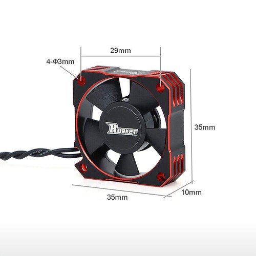 Rocket Metal Cooling Fan 21000RPM 35mm for 1/8 1/10 1/12 RC Car Brushless Motor - Picture 6 of 15