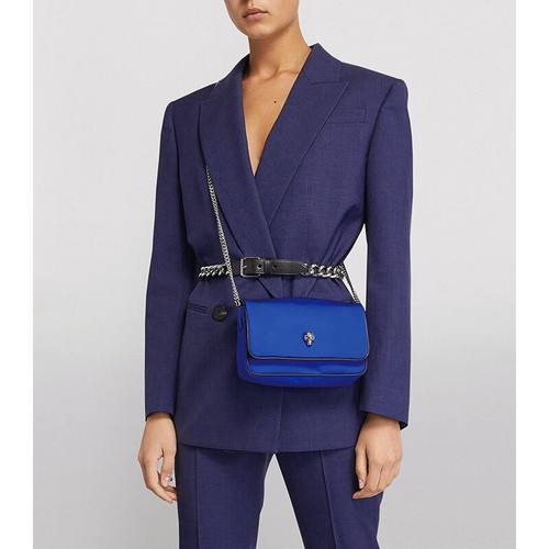 NEW $790 ALEXANDER MCQUEEN Ultramarine Blue Nylon CRYSTAL SKULL Camera Flap BAG - Picture 19 of 19